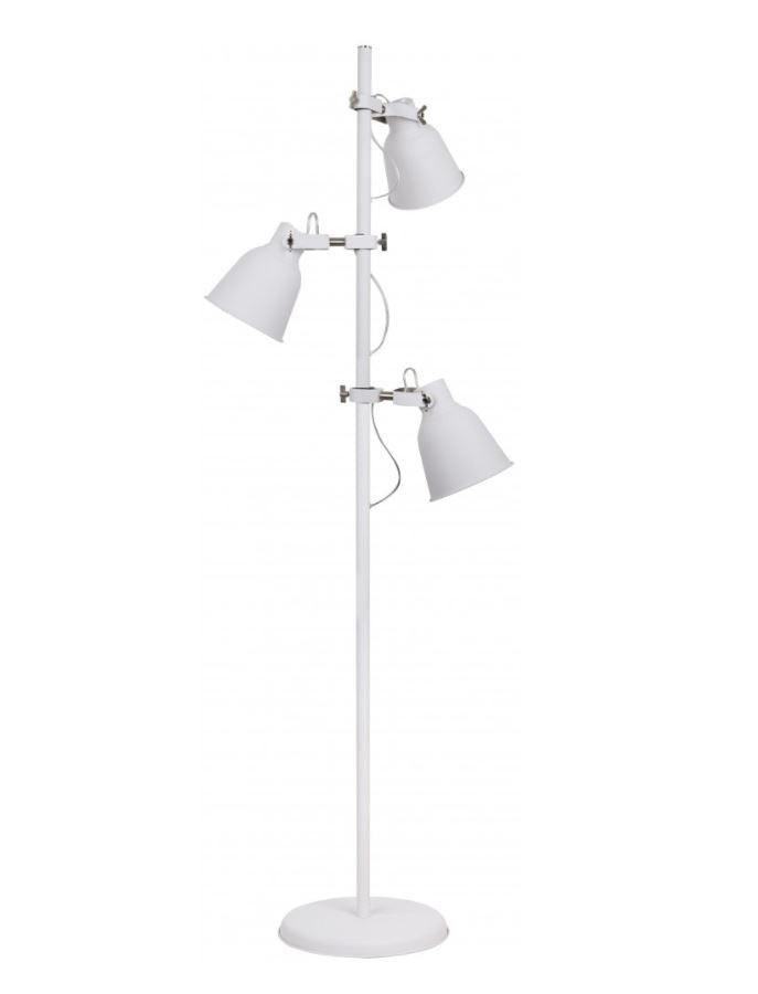 Piantana 3 luci metallo bianco rifiniture nichel 3XE27 spot orientabili non incl. LEGEND Piantana 3 luci metallo bianco rifiniture nichel 3XE27 spot orientabili non incl. LEGEND